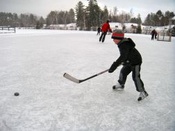 Skate & play hockey in the winter at Mirror Lake, Newyork